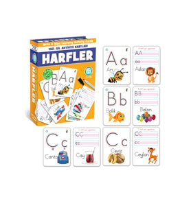 Yaz Sil Aktivite Kartları Çift Taraflı Harfler Öğretici Oyuncak Kart