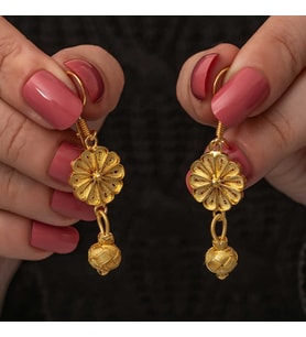 Gümüş Gold Sallantılı Trabzon Kazaz Kadın Küpe