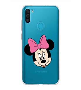 Samsung Galaxy M11 Kapak Minnie Mouse Tasarımlı Şeffaf Silikon Kılıf