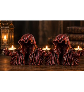 2'li Gotik Pelerinli Hayalet Mumluk İçinde Mum Tealight Mumluk Dekoratif Mumluk Gothic Mumluk Goth Mumluk
