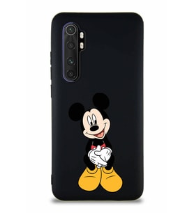 Xiaomi Mi Note 10 Lite Soft Premier Kapak Mickey Mouse-A Tasarımlı Silikon Kılıf - Siyah (Şeffaf)