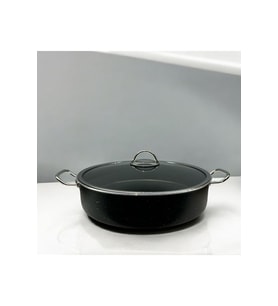 Tuna House Granit  Basık Tencere  32 Cm  Siyah