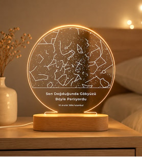 Kişiye Özel Işıklı Gökyüzü Yıldız Haritası Led Gece Lambası (Model 1)