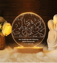Kişiye Özel Işıklı Gökyüzü Yıldız Haritası Led Gece Lambası (Model 1)