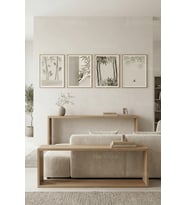 Sakin Bambu Desenli Modern 4’lü Ahşap Çerçeveli Tablo Seti