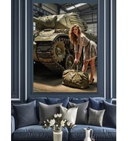 Askeri Tank Çatışma Alanı Dekoratif Kanvas - Mdf Ahşap Tablo