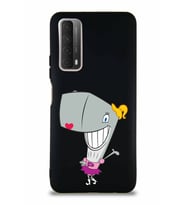 Huawei Y7A Soft Premier Kapak Pearl Yengeç Tasarımlı Silikon Kılıf - Siyah (Şeffaf)