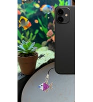 Miyuki Boncuk El Yapımı Mor Balık Telefon Çarmı - Charm