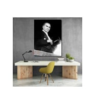 Atatürk Portresi Kanvas Tablo Şapka Tutan Atatürk Tablosu Ev Ofis DekoruDuvar Tablosu