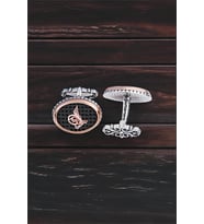 Gümüş Siyah Zirkon Taşlı Osmanlı Tuğralı Oval Kol Düğmesi