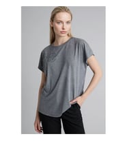 Defacto Bisiklet Yaka Taş Baskılı Antrasit Kadın T-Shirt H1456AX/AR166