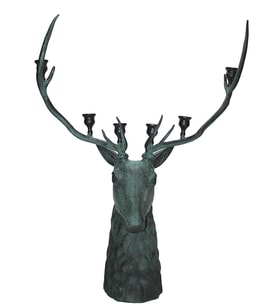 Metal Geyik Büstü Şamdan 136 Cm