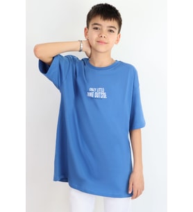 Breeze Erkek Çocuk Tişört Yazı Baskılı 8-12 Yaş, İndigo