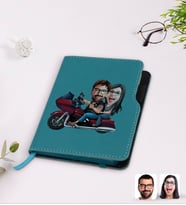 BK Gift Kişiye Özel Sevgililer Karikatürlü Turkuaz Termo Deri Defter-103