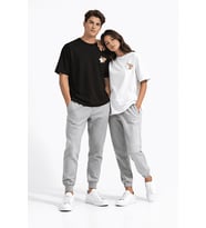 Sevgili Kombini Ayıcık Baskılı Çift Tişört Oversize Unisex Partner Kombin Seti (Siyah - Beyaz)