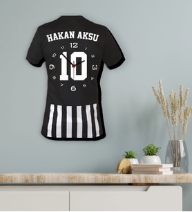 BK Gift Kişiye Özel İsimli Taraftar Forma 3D Ahşap Duvar Saati-5, Arkadaşa Hediye, Sevgiliye Hediye, Doğum Günü Hediyesi