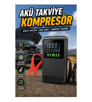 Taşınabilir Akü Takviye Cihazı 150 PSI Dijital Kompresör ve Powerbank Özellikli