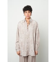 Kadın Viskon Karışımlı Desenli Bej Renk Oversize Tunik Gömlek