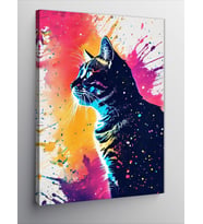 Kanvas Tablo Renkli Fonk Kedi