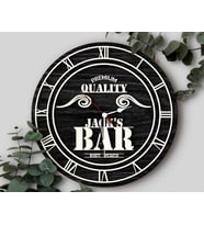 BK Gift Barlara Özel Dekoratif Siyah Ahşap Duvar Saati 35cm-24 , Bar Duvar Saati , Cafe Duvar Saati , Özel Ahşap Saat