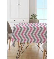 Pembe Zigzag Desenli Dokuma Leke Tutmaz Masa Örtüsü MSO304