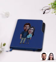 BK Gift Kişiye Özel Sevgililer Karikatürlü Lacivert Termo Deri Defter-109