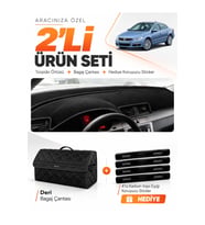 e-biz VOLKSWAGEN PASSAT CC (2008-2012) Uyumlu Torpido Örtüsü + Deri Bagaj Çantası - Siyah - VW016