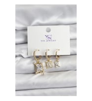 Mey İthalat® Gold Renk Zirkon Taşlı Kadın Küpe