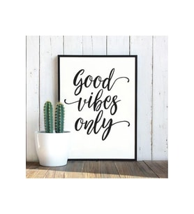 Kanvas Tablo Good Vibes Only Temalı Çerçeve Görünümlü Salon Mutfak Duvartemalı Mdf Tablo 30 X 40 ARMDF1002602