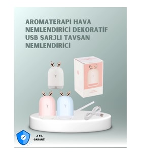 Mey İthalat® 200 ml Tavşan Kulaklı Ultrasonik Hava Nemlendirici ve Gece Lambası