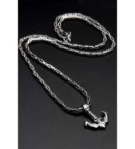 Çapa Figürlü 55 Cm 30 Gr 925 Ayar Gümüş Kral Zincir Kolye