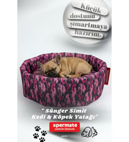 XPERMATE Sünger Simit Köpek Yuvası Küçük Irk Köpek Yatağı Ve Kedi Yatağı 45 CM Kamuflaj (Siyah-Pembe)