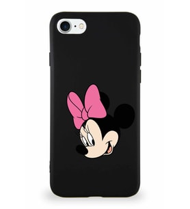Apple iPhone 7 Soft Premier Kapak Minnie Mouse-B Tasarımlı Silikon Kılıf - Siyah (Şeffaf)