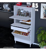 Eliusta Defne 85 cm Çok Amaçlı Mutfak Bakliyat Kiler Banyo Dolabı Kahve Köşesi Sepetli Dolap 85x163x32 cm