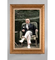 Altın Varaklı Paspartulu Çerçeveli Atatürk Tablo sd269
