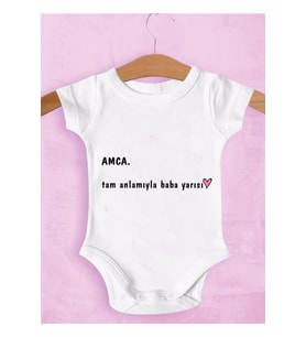 Unisex Bebek Beyaz Amca Baba Yarısıdır Zıbın