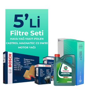 BOSCH Peugeot Partner 1.6 BlueHDi Dizel Filtre Bakım Seti Castrol Motor Yağlı (2015-2018) 5 Li