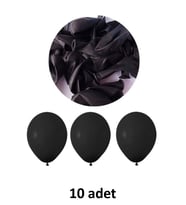 Siyah Balon 12" - 30 cm Lateks Siyah Renk Balon 10'lu Paket