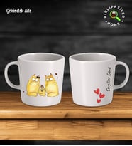 KirliPatiler Taş Kupa Fincan Üzeri Sevgili Kedi Baskılı (Model 3)