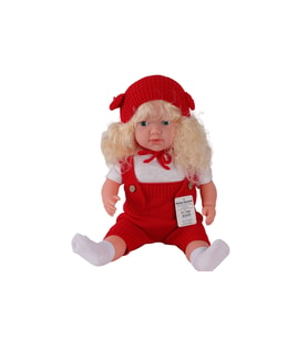 5214 60 CM TRİKOLU TULUMLU SAÇLI BÜYÜK BEBEK