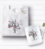 BK Gift Kişiye Özel Baba Tasarımlı Beyaz Tişört ve Kupa Seti-1 (Model 1)