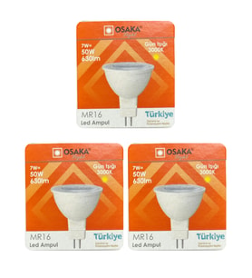 (3 Adet) Osaka 7W (50W) Sarı Işık (3000K) G4 Duylu (İğne Bacak) Led Çanak Ampul
