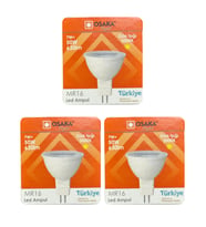 (3 Adet) Osaka 7W (50W) Sarı Işık (3000K) G4 Duylu (İğne Bacak) Led Çanak Ampul