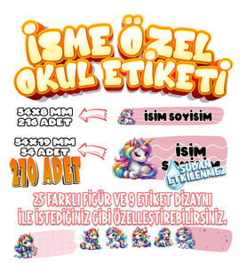 Okul Etiketi Kalem Defter Etiketi İsme Özel Etiket SET07