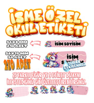 Okul Etiketi Kalem Defter Etiketi İsme Özel Etiket SET07