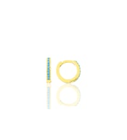 Gümüş altın yaldızlı turkuaz taşlı 10 mm halka küpe Tragus Piercing Helix Kıkırdak Küpesi SGTL11739GOLD