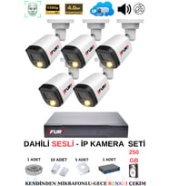 FURY Ip Güvenlik Kamera Seti 5 Kameralı Sesli 4mp Gece Renkli Su Geçirmez Ip5515s 250gb