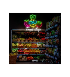 Fruit Shop Yazılı ve Şekilli Neon Tabela