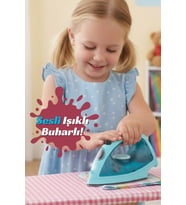 Mavi Sesli Işıklı ve Buharlı Oyuncak Ütü Evcilik Mutfak Oyunu 21 Cm