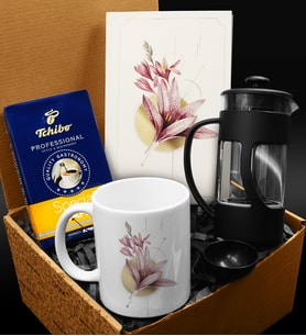 Özel Tasarım Kupa & Özel Tasarımlı Defter & French Press & 250 Gram Tchibo Filtre Kahve Hediye Seti